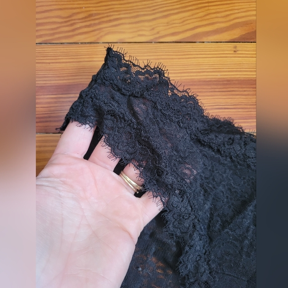 NWT Aerie Eyelash Floral Lace Black Bikini Panty Panties LG - Picture 2 of 7